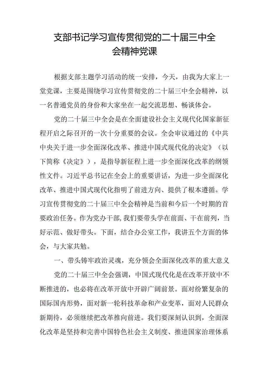 2024年第四季度党支部书记主题党日学习宣传贯彻党的二十三中全会精神党课讲稿6篇.docx_第2页