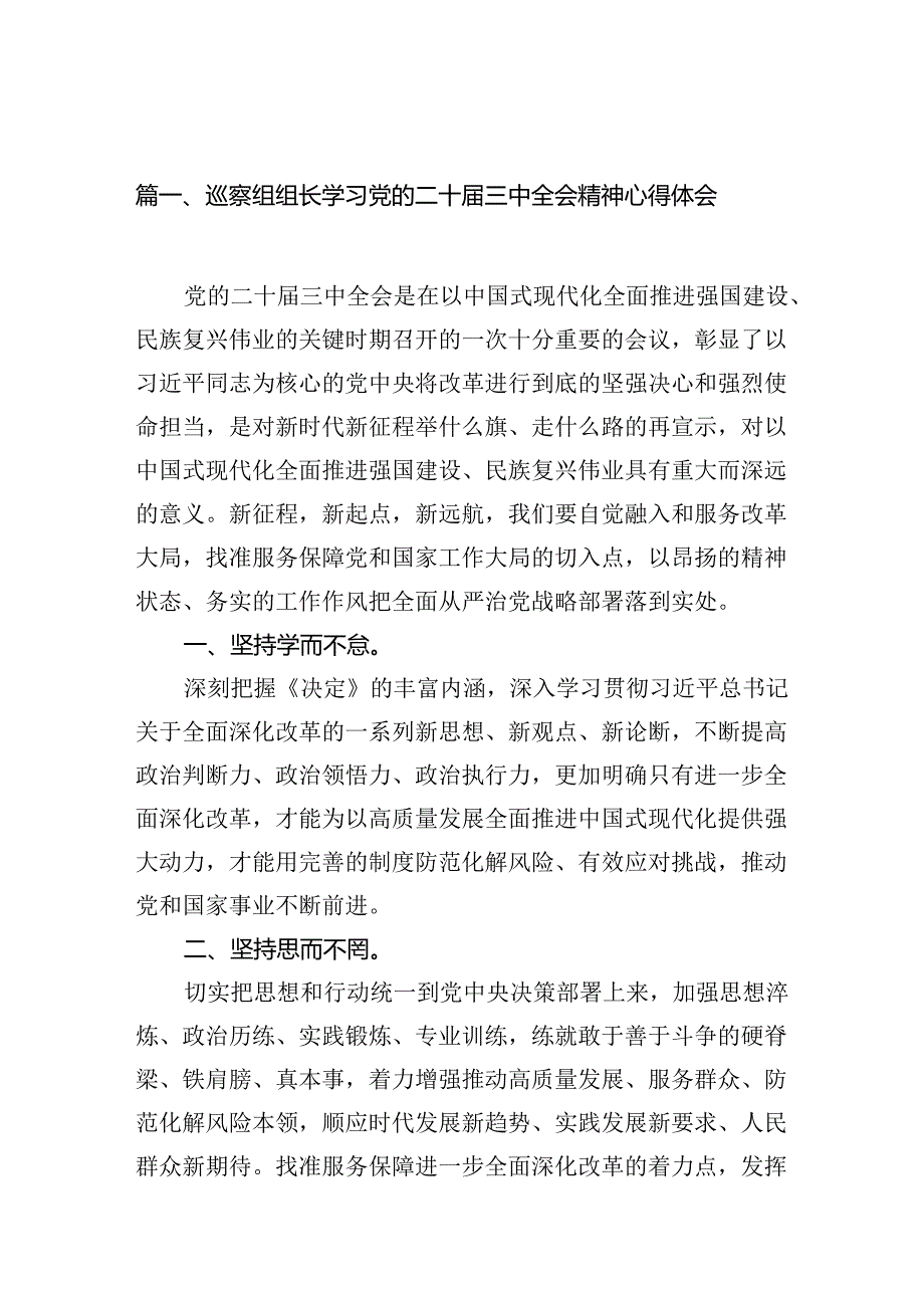 （10篇）巡察组组长学习党的二十三中全会精神心得体会（精选）.docx_第2页