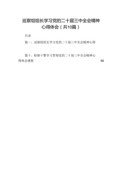 （10篇）巡察组组长学习党的二十三中全会精神心得体会（精选）.docx