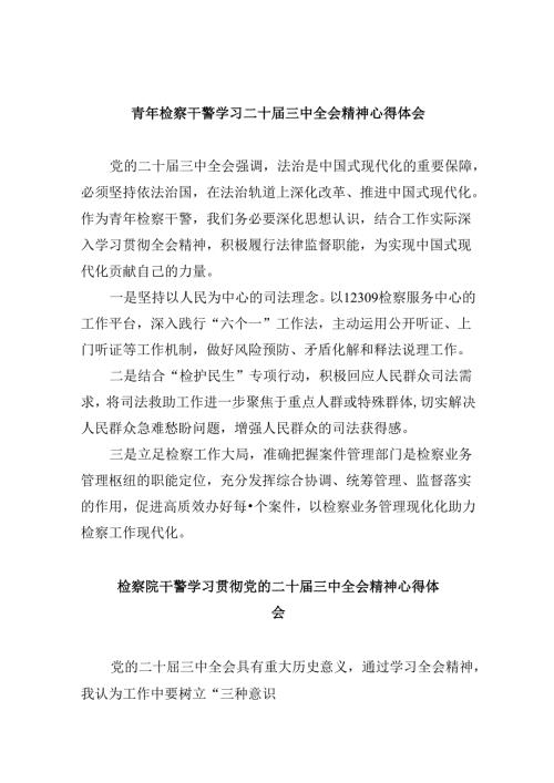 青年检察干警学习二十三中全会精神心得体会范文8篇（最新版）.docx