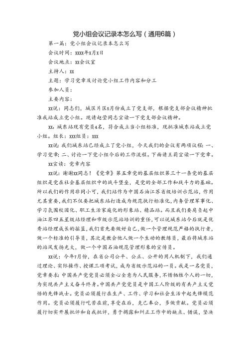 党小组会议记录本怎么写(通用6篇).docx