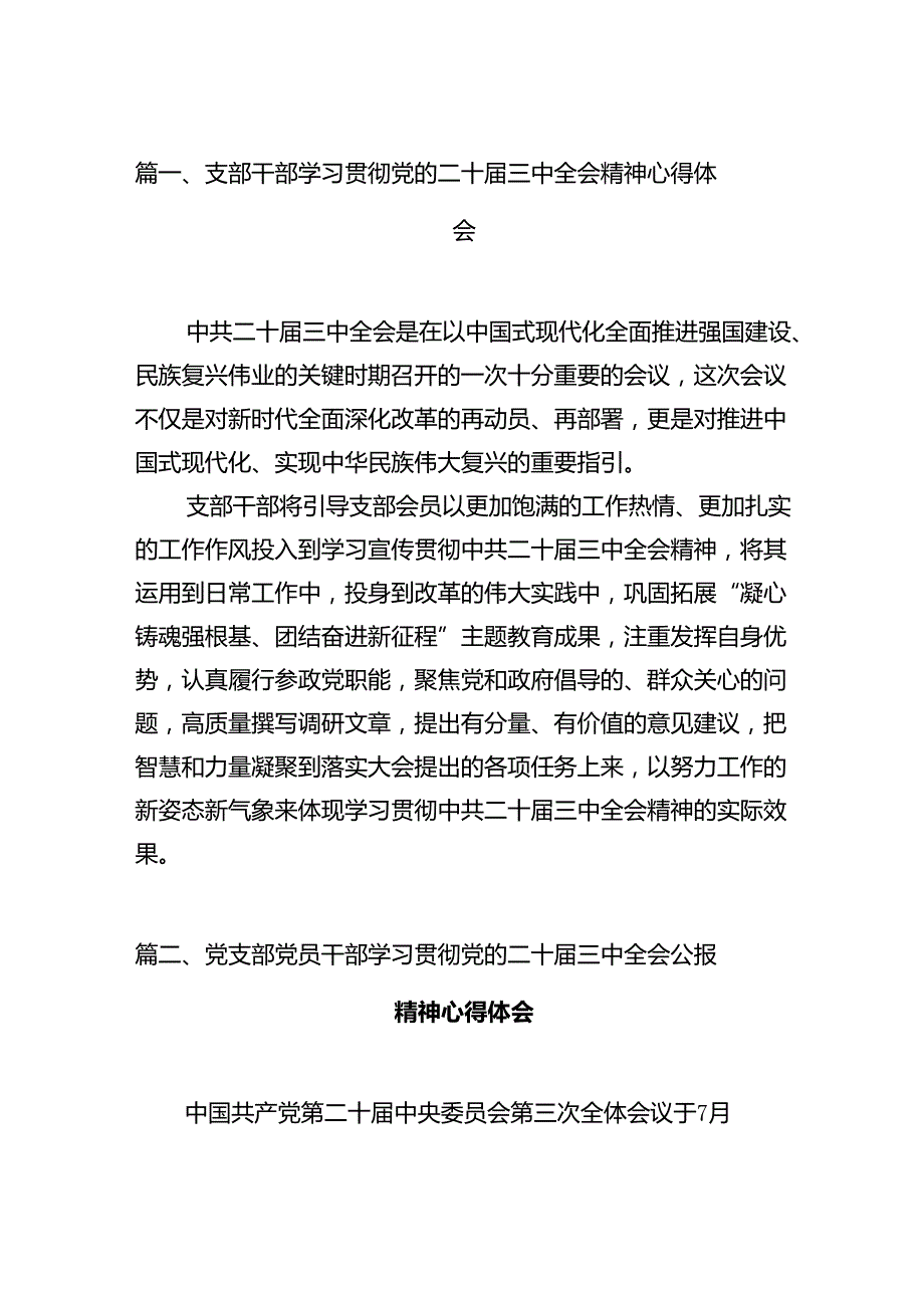 （15篇）支部干部学习贯彻党的二十三中全会精神心得体会专题资料.docx_第2页