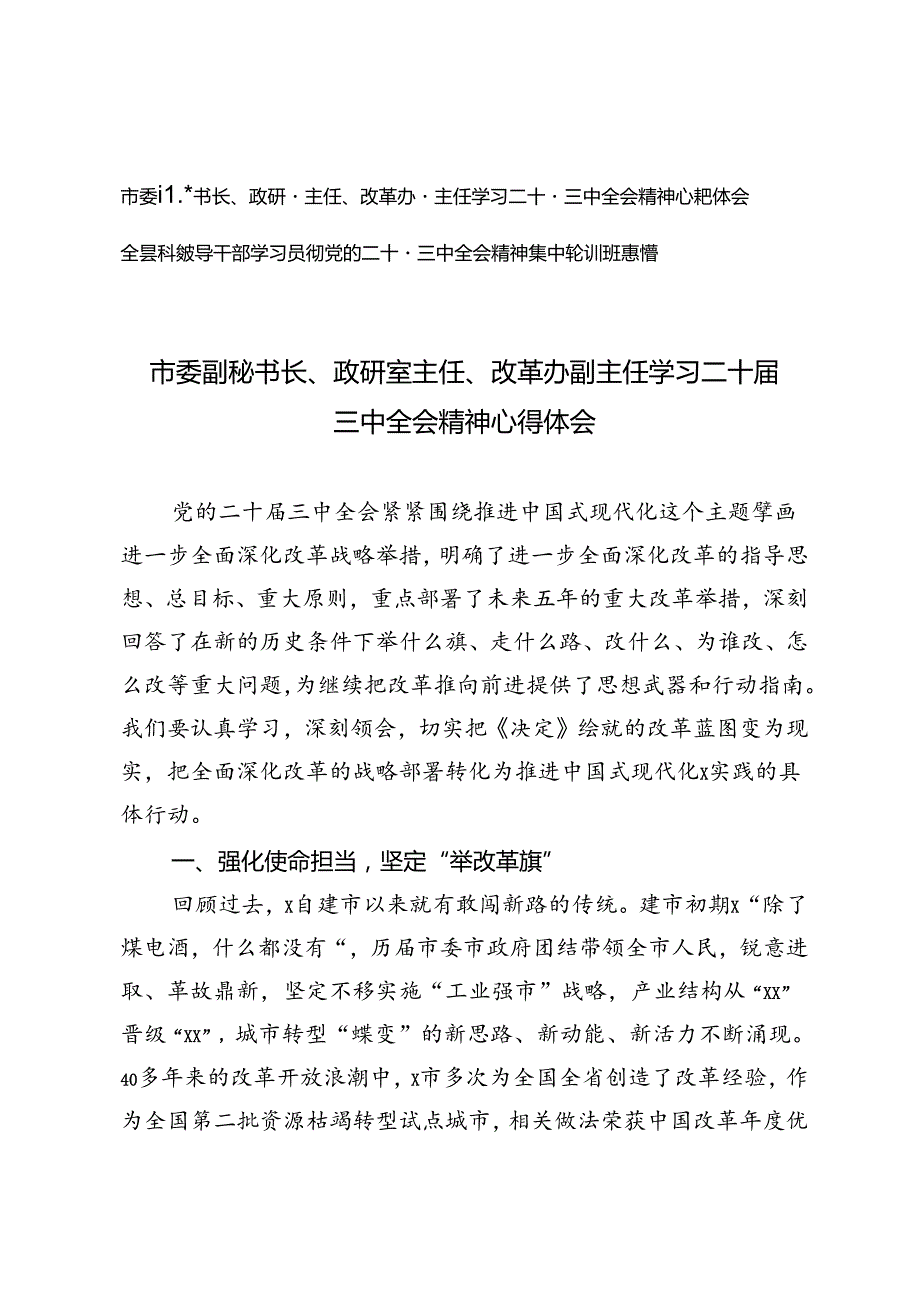 2024年领导干部、主任学习二十三中全会精神心得体会.docx_第1页
