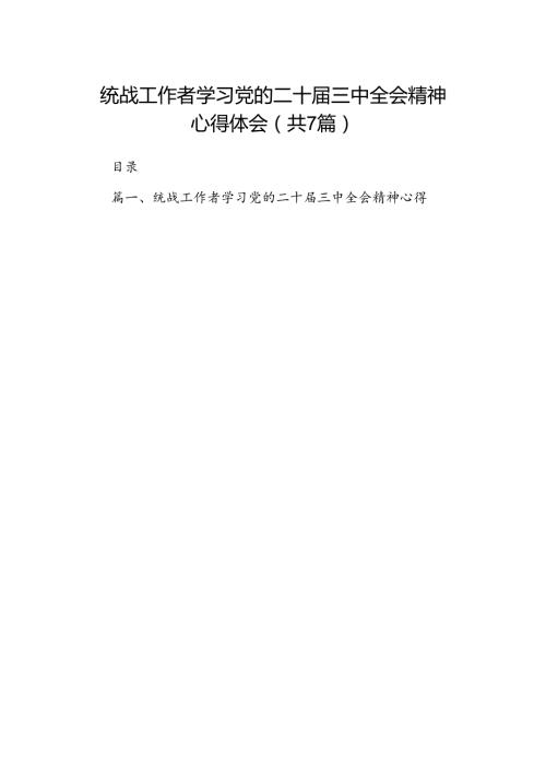 统战工作者学习党的二十三中全会精神心得体会7篇（详细版）.docx