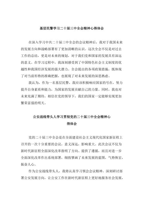 （11篇）基层民警学习二十三中全会精神心得体会优选.docx