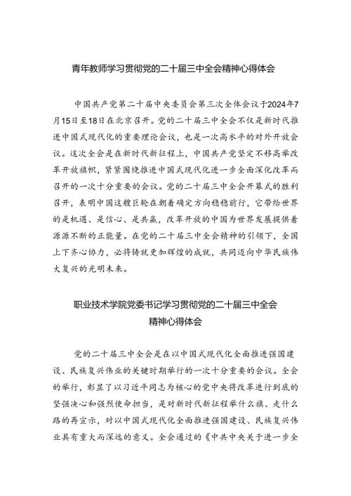 青年教师学习贯彻党的二十三中全会精神心得体会5篇（最新版）.docx