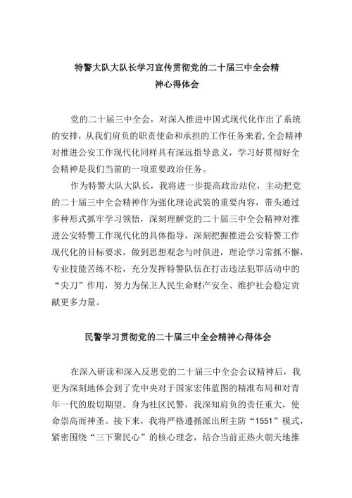 （11篇）特警大队大队长学习宣传贯彻党的二十三中全会精神心得体会（精选）.docx