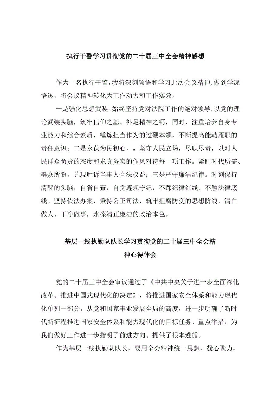 （11篇）执行干警学习贯彻党的二十三中全会精神感想（详细版）.docx_第1页