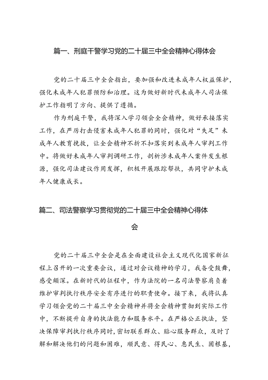 （11篇）刑庭干警学习党的二十三中全会精神心得体会范文.docx_第2页