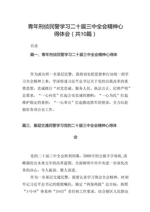 青年刑侦民警学习二十三中全会精神心得体会（共10篇）.docx