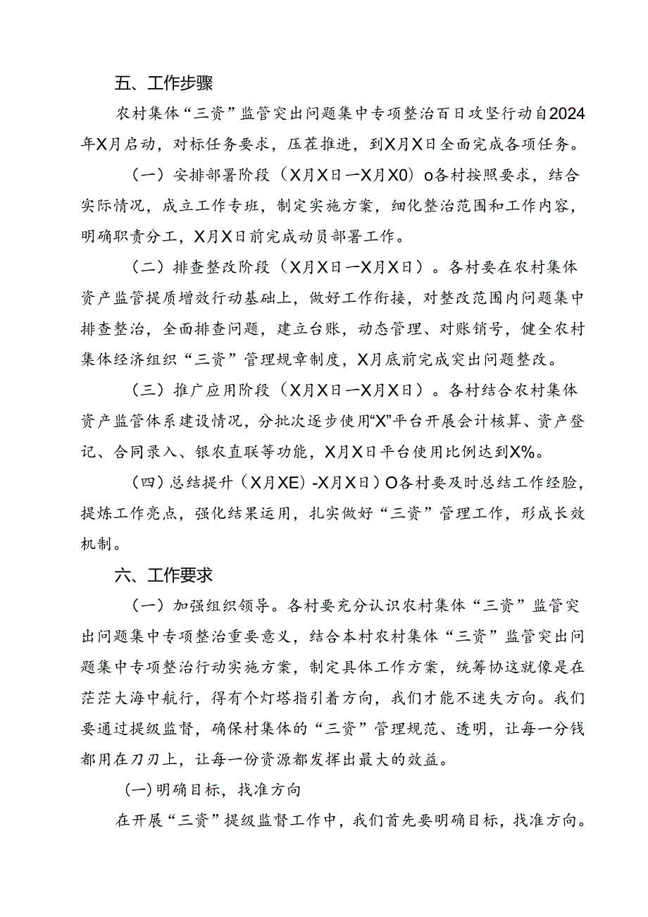 镇农村集体“三资”监管突出问题集中专项整治百日攻坚行动实施方案10篇（精选）.docx_第3页