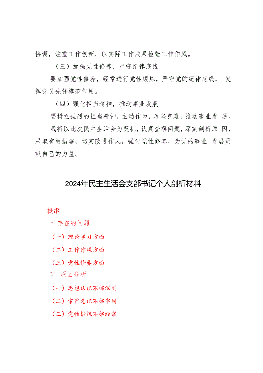 2024年民主生活会支部书记个人剖析材料.docx_第3页