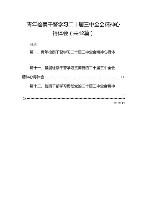 青年检察干警学习二十三中全会精神心得体会12篇（详细版）.docx