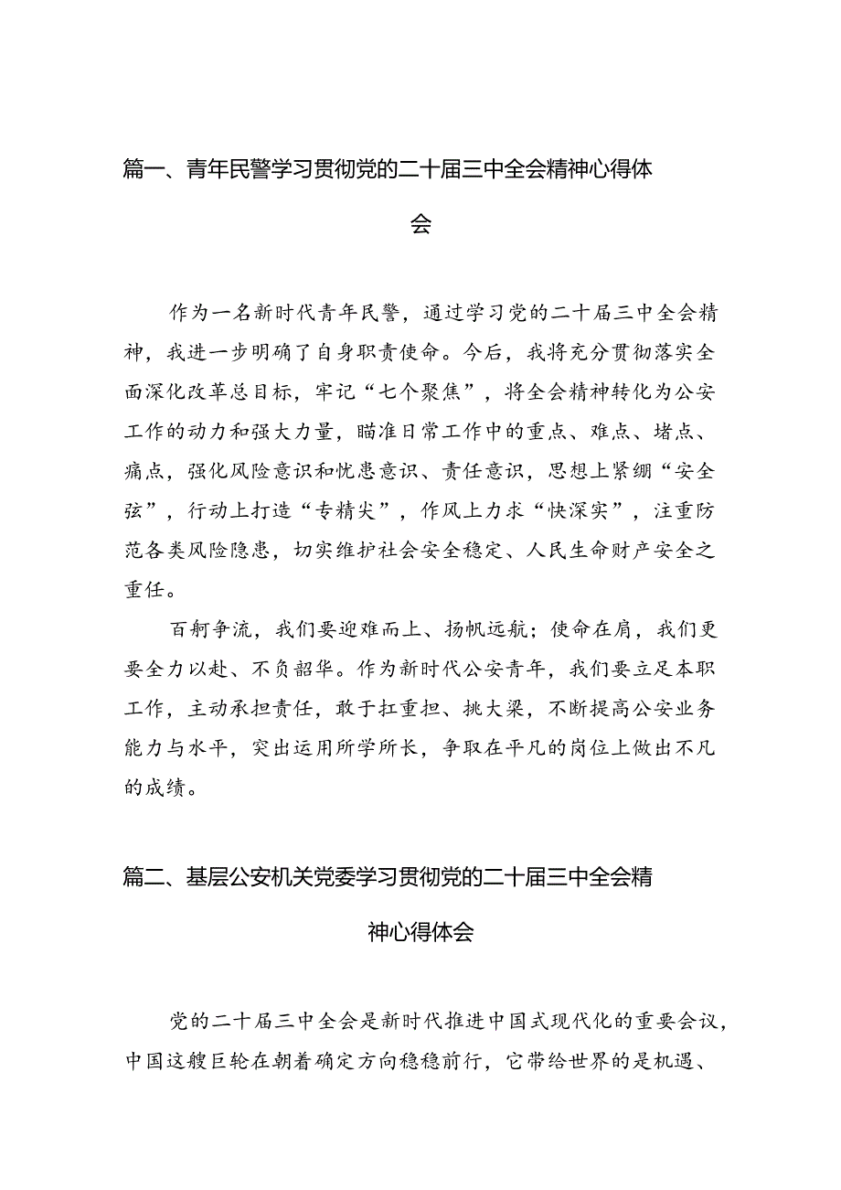 青年民警学习贯彻党的二十三中全会精神心得体会范文10篇（详细版）.docx_第2页