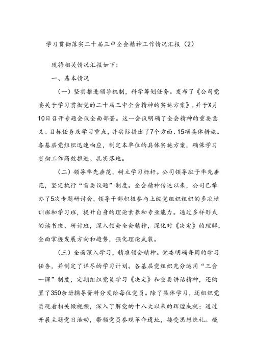 学习贯彻落实二十三中全会精神工作情况汇报（2）(1).docx