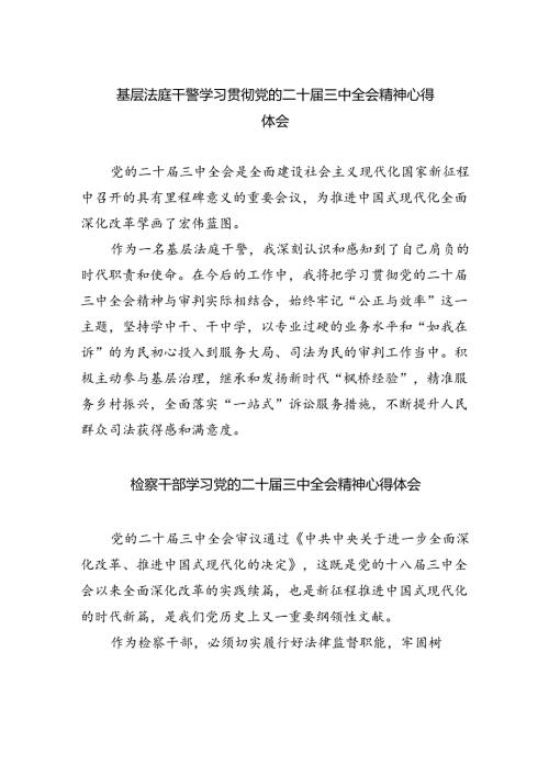 基层法庭干警学习贯彻党的二十三中全会精神心得体会8篇（详细版）.docx
