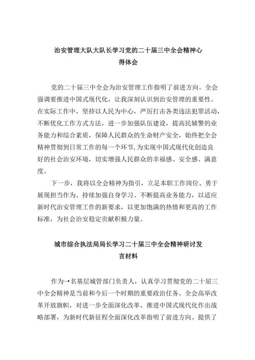 （11篇）治安管理大队大队长学习党的二十三中全会精神心得体会（精选）.docx