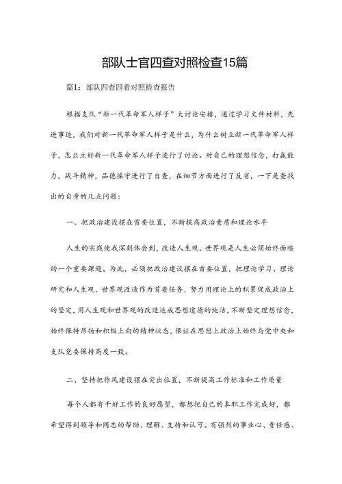 部队士官四查对照检查15篇.docx
