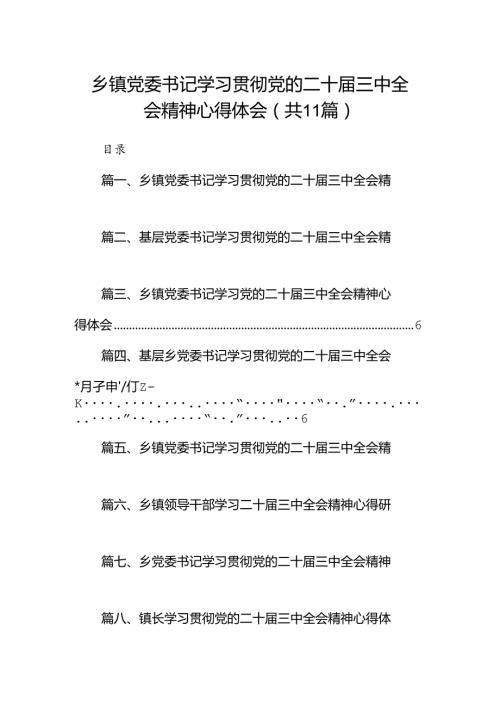 （11篇）乡镇党委书记学习贯彻党的二十三中全会精神心得体会资料合集.docx