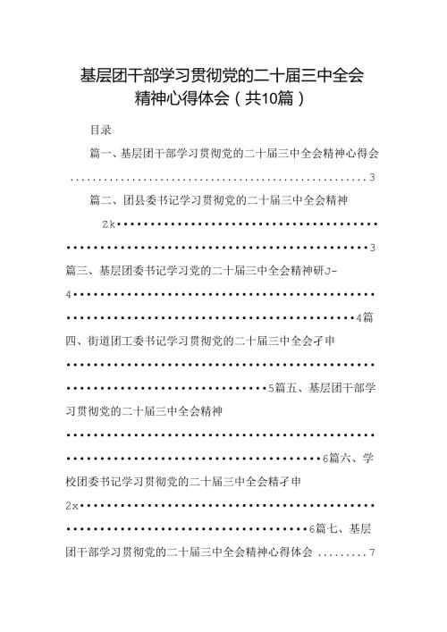（10篇）基层团干部学习贯彻党的二十三中全会精神心得体会集锦.docx