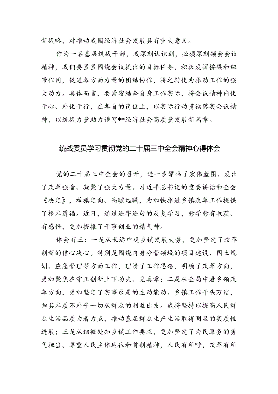 （9篇）统战干部学习贯彻党的二十三中全会精神心得体会（精选）.docx_第2页