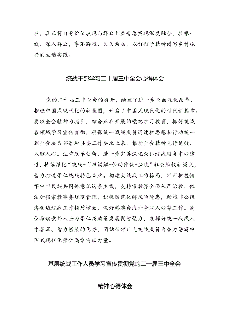 （9篇）统战干部学习贯彻党的二十三中全会精神心得体会（精选）.docx_第3页