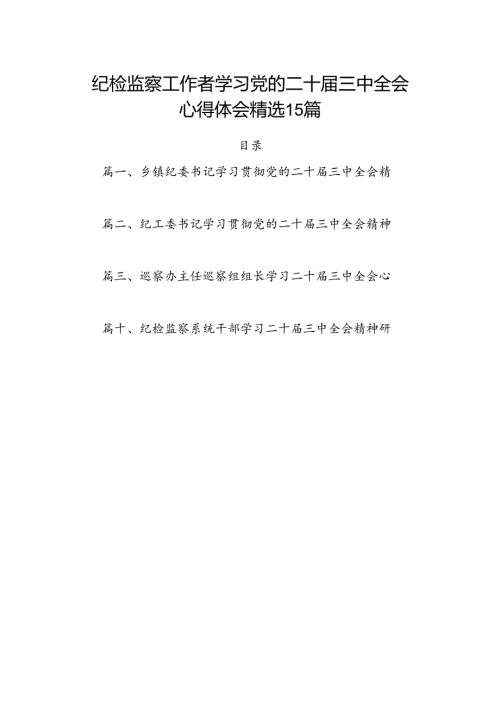 纪检监察工作者学习党的二十三中全会心得体会精选15篇.docx