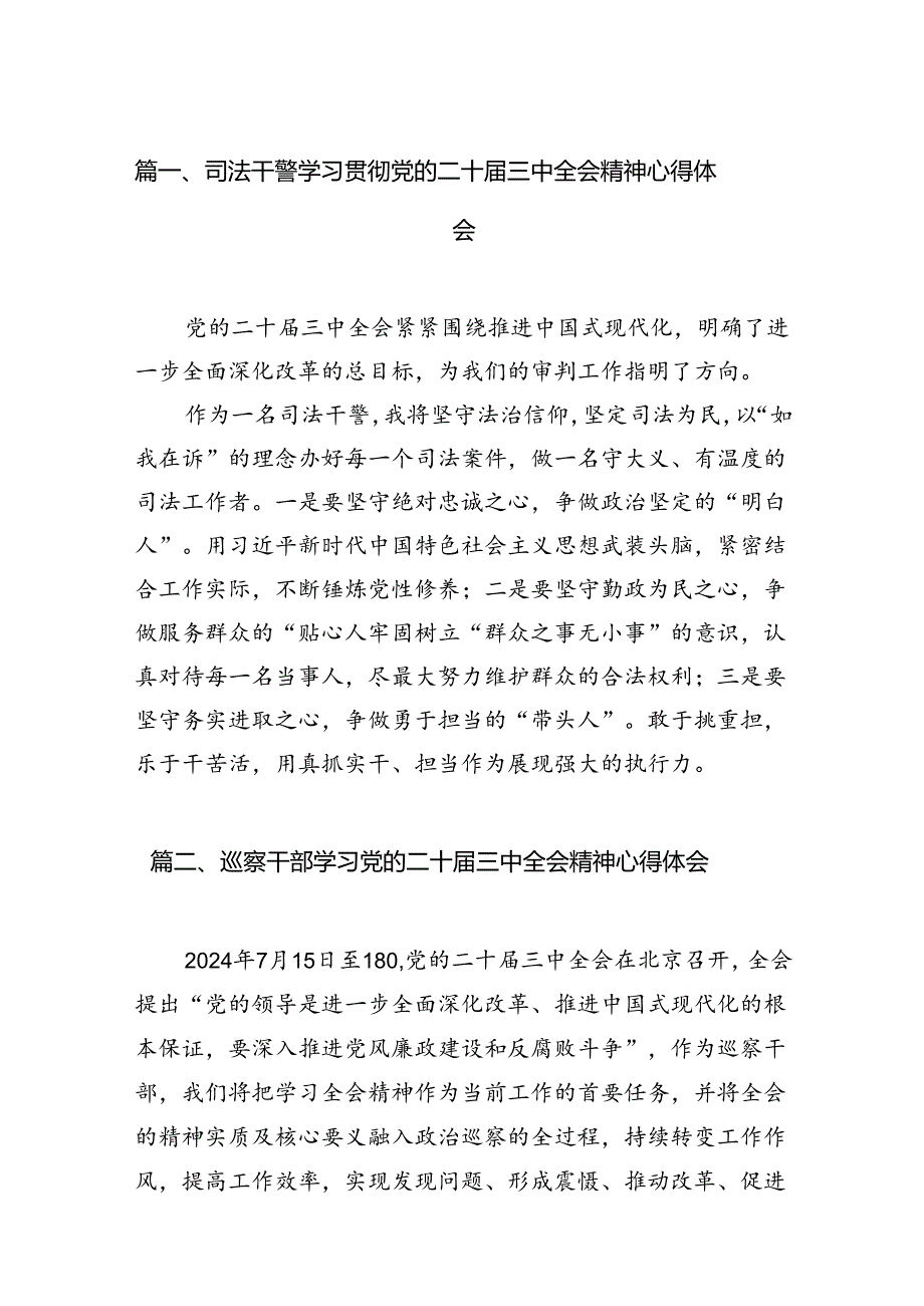 （15篇）司法干警学习贯彻党的二十三中全会精神心得体会范文.docx_第2页