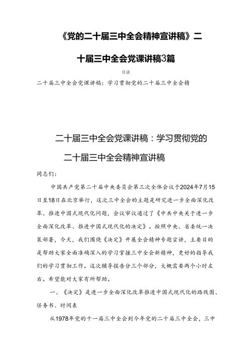 《党的二十三中全会精神宣讲稿》二十三中全会党课讲稿3篇.docx