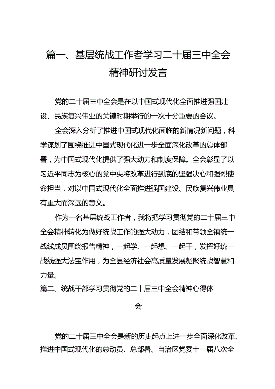 （11篇）基层统战工作者学习二十三中全会精神研讨发言（精选）.docx_第2页
