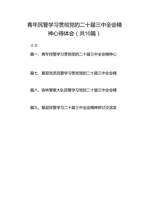 （10篇）青年民警学习贯彻党的二十三中全会精神心得体会范文精选.docx