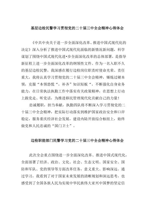 （9篇）基层边检民警学习贯彻党的二十三中全会精神心得体会（详细版）.docx