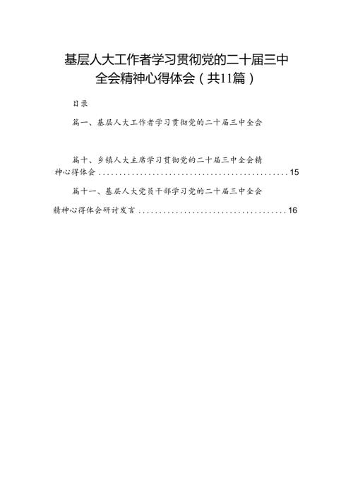 （11篇）基层人大工作者学习贯彻党的二十三中全会精神心得体会集合.docx