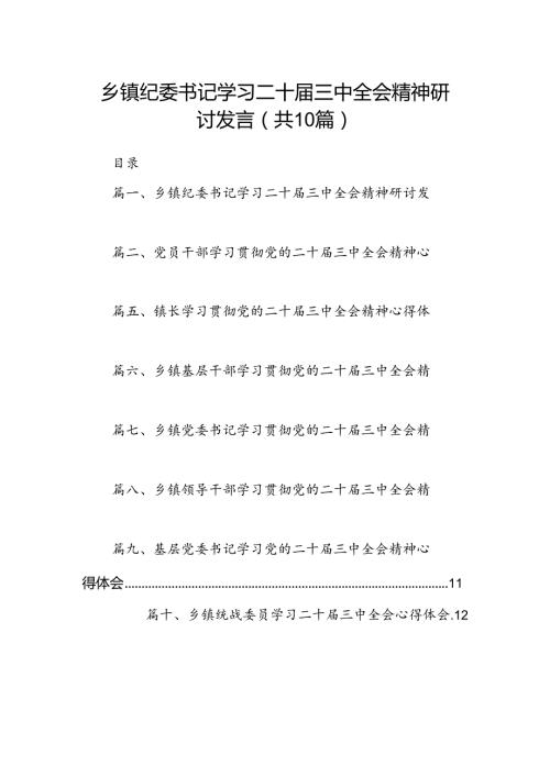 （10篇）乡镇纪委书记学习二十三中全会精神研讨发言（精选）.docx