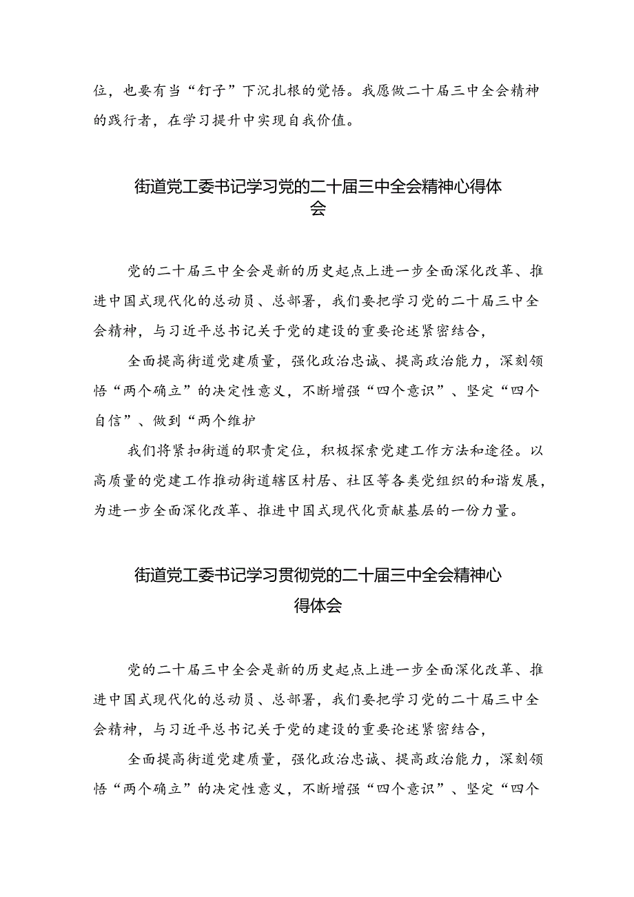 街道党工委书记学习贯彻党的二十三中全会精神心得体会8篇（精选）.docx_第3页