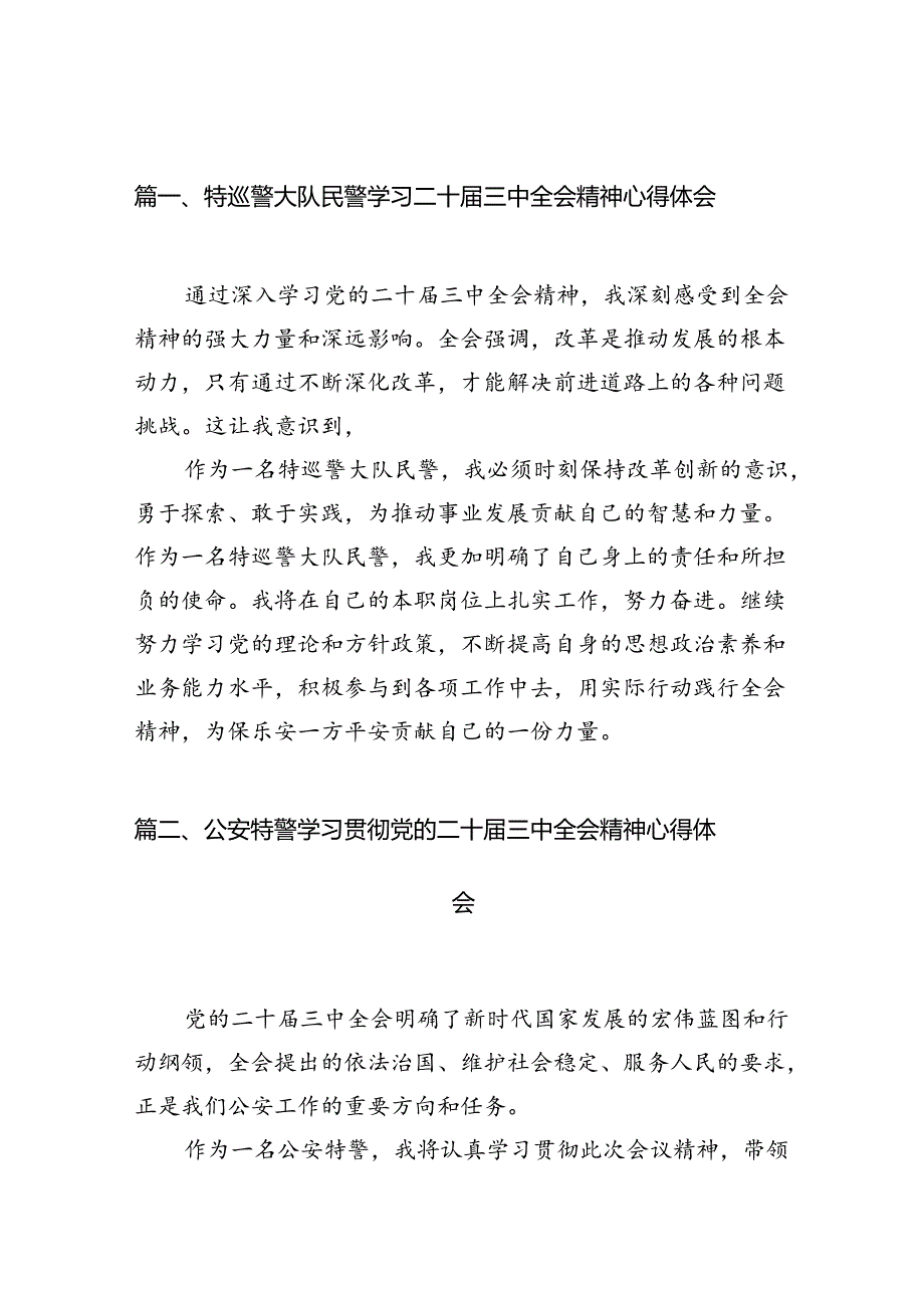 （10篇）特巡警大队民警学习二十三中全会精神心得体会范文.docx_第2页