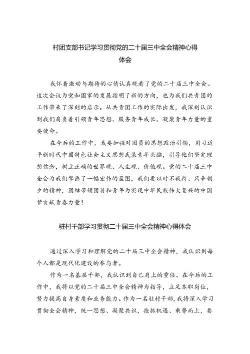 （9篇）村团支部书记学习贯彻党的二十三中全会精神心得体会汇编.docx