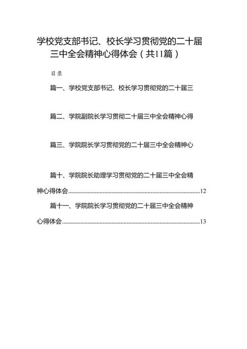 （11篇）学校党支部书记、校长学习贯彻党的二十三中全会精神心得体会范文.docx