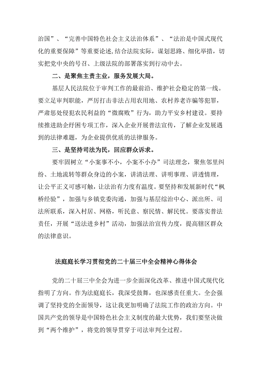 （11篇）庭长学习贯彻党的二十三中全会精神心得体会（最新版）.docx_第2页