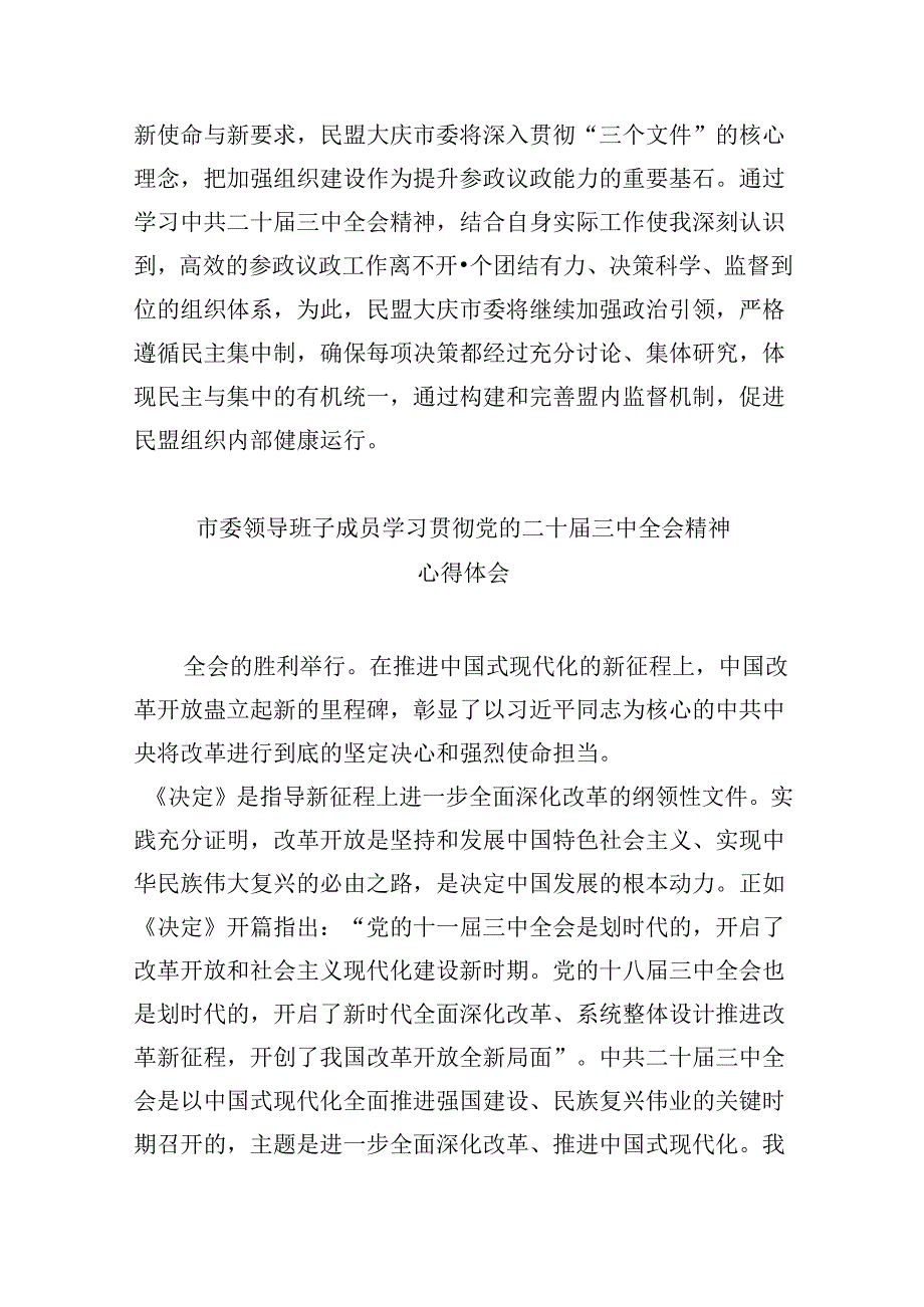 （11篇）市委领导班子学习党的二十三中全会精神心得体会研讨发言范文.docx_第2页