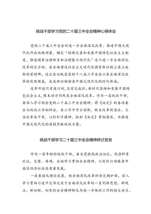 （9篇）统战干部学习党的二十三中全会精神心得体会（详细版）.docx