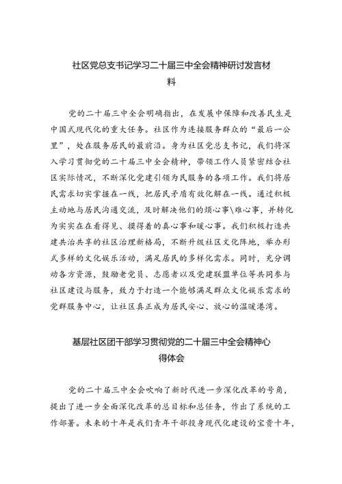 （9篇）社区党总支书记学习二十三中全会精神研讨发言材料范文.docx