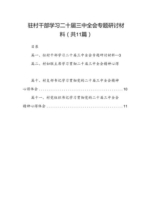 （11篇）驻村干部学习二十三中全会专题研讨材料范文.docx