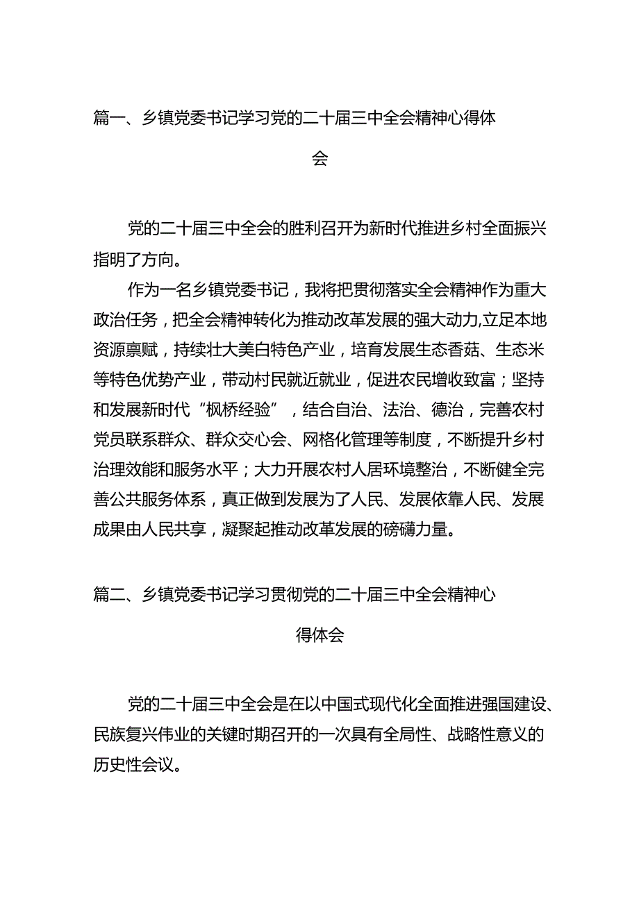 （11篇）乡镇党委书记学习党的二十三中全会精神心得体会合辑.docx_第2页