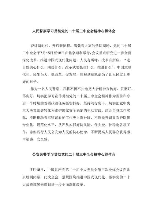 （11篇）人民警察学习贯彻党的二十三中全会精神心得体会模板.docx