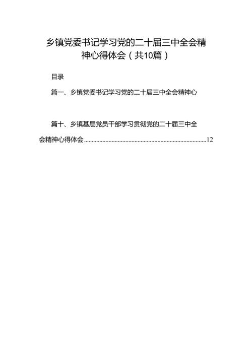 乡镇党委书记学习党的二十三中全会精神心得体会（共10篇）.docx