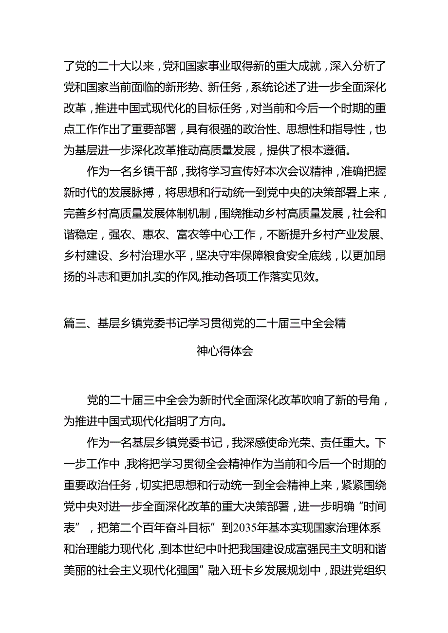 乡镇党委书记学习党的二十三中全会精神心得体会（共10篇）.docx_第3页