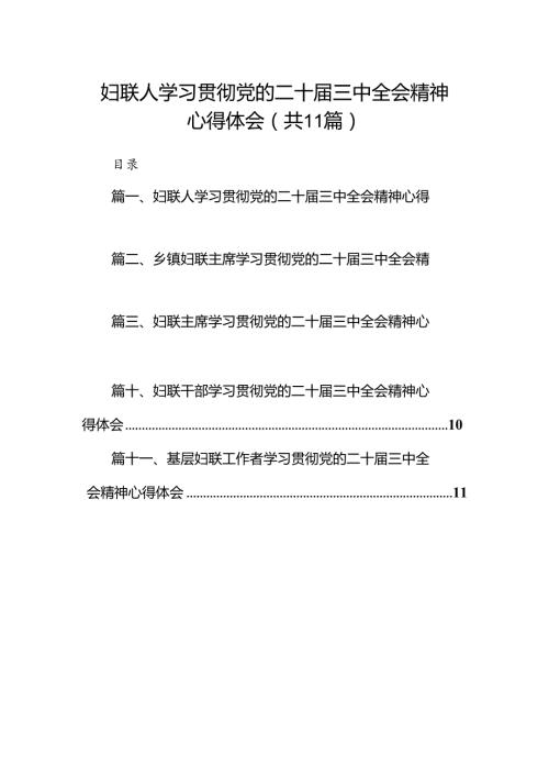 （11篇）妇联人学习贯彻党的二十三中全会精神心得体会（详细版）.docx