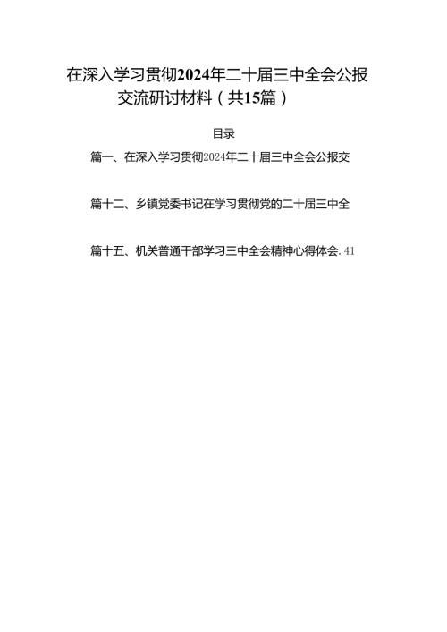 15篇在深入学习贯彻2024年二十三中全会公报交流研讨材料汇编.docx
