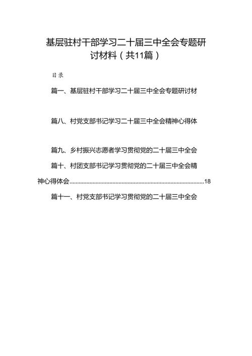 （11篇）基层驻村干部学习二十三中全会专题研讨材料（最新版）.docx